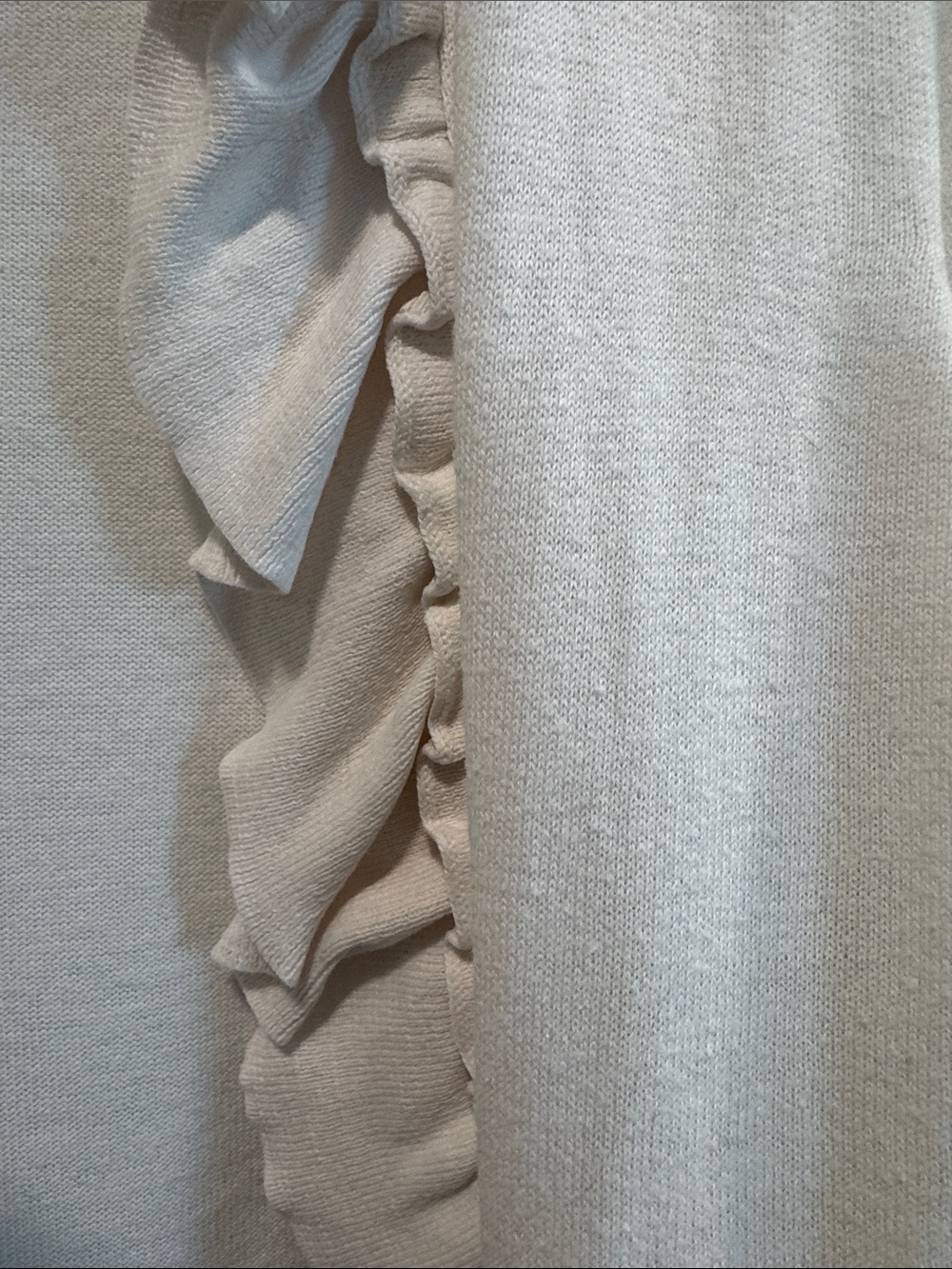 Light weight Open-Front Ruffle Cardigan Sweater - Light Cream - Picture 3 of 4